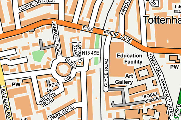 N15 4SE map - OS OpenMap – Local (Ordnance Survey)