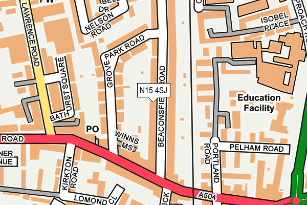 N15 4SJ map - OS OpenMap – Local (Ordnance Survey)