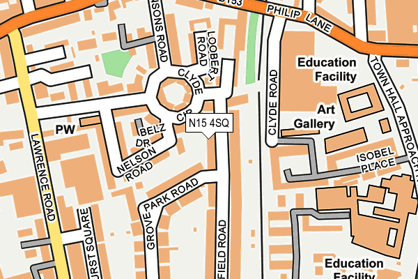 N15 4SQ map - OS OpenMap – Local (Ordnance Survey)