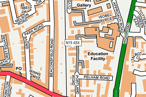 N15 4SX map - OS OpenMap – Local (Ordnance Survey)