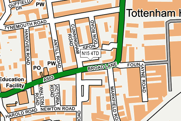 N15 4TD map - OS OpenMap – Local (Ordnance Survey)