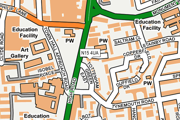 N15 4UA map - OS OpenMap – Local (Ordnance Survey)