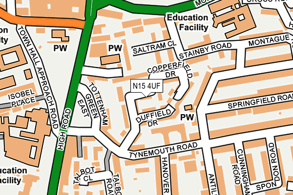 N15 4UF map - OS OpenMap – Local (Ordnance Survey)