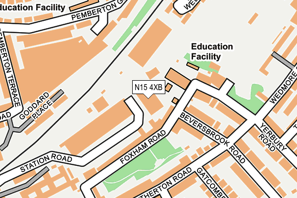 N15 4XB map - OS OpenMap – Local (Ordnance Survey)