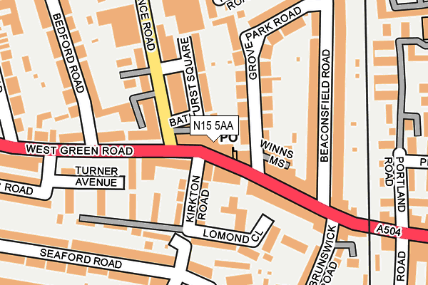 N15 5AA map - OS OpenMap – Local (Ordnance Survey)