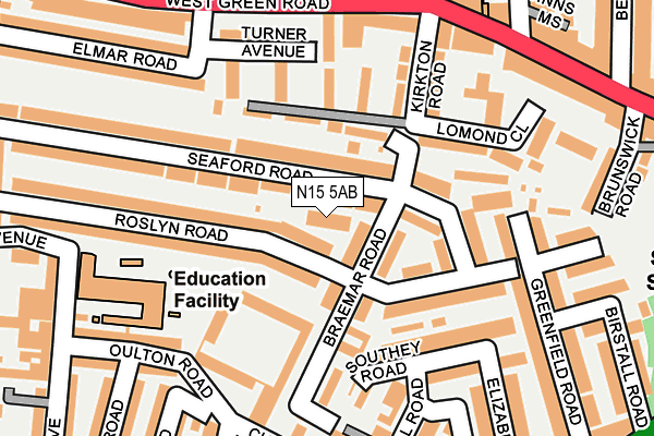 N15 5AB map - OS OpenMap – Local (Ordnance Survey)