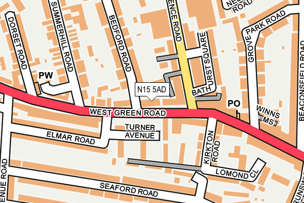 N15 5AD map - OS OpenMap – Local (Ordnance Survey)