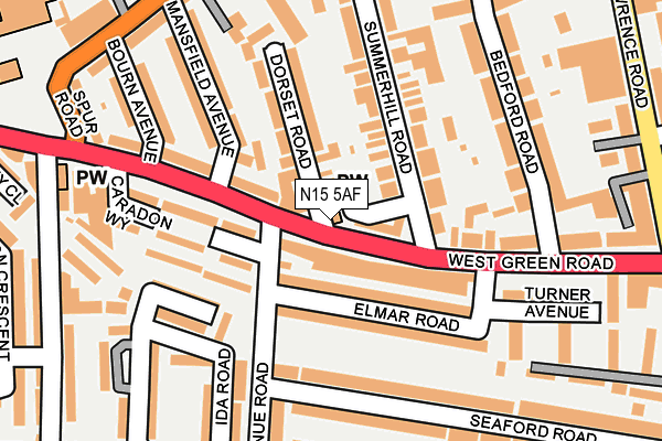 N15 5AF map - OS OpenMap – Local (Ordnance Survey)