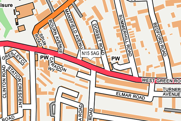 N15 5AG map - OS OpenMap – Local (Ordnance Survey)