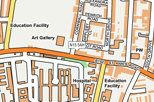 N15 5AH map - OS OpenMap – Local (Ordnance Survey)