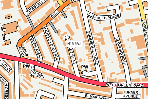 N15 5AJ map - OS OpenMap – Local (Ordnance Survey)