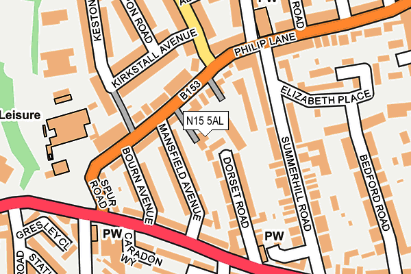 N15 5AL map - OS OpenMap – Local (Ordnance Survey)