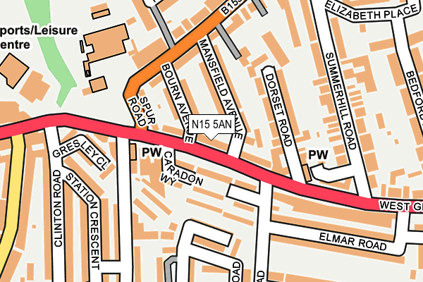 N15 5AN map - OS OpenMap – Local (Ordnance Survey)