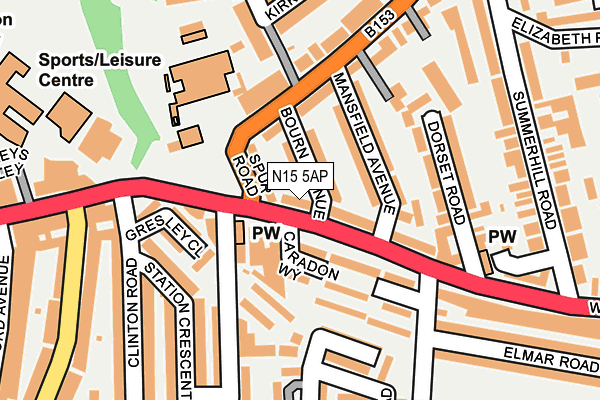 N15 5AP map - OS OpenMap – Local (Ordnance Survey)