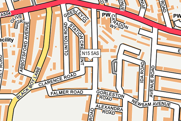 N15 5AS map - OS OpenMap – Local (Ordnance Survey)