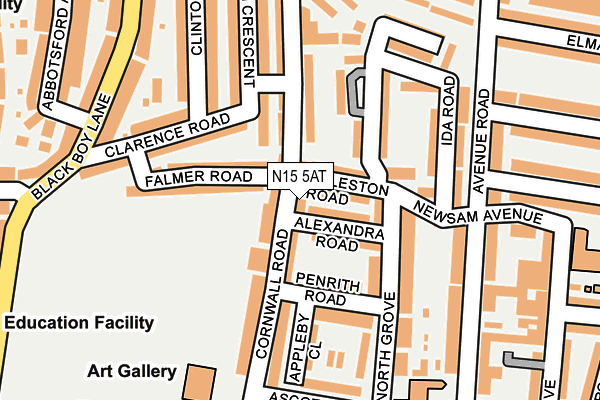 N15 5AT map - OS OpenMap – Local (Ordnance Survey)