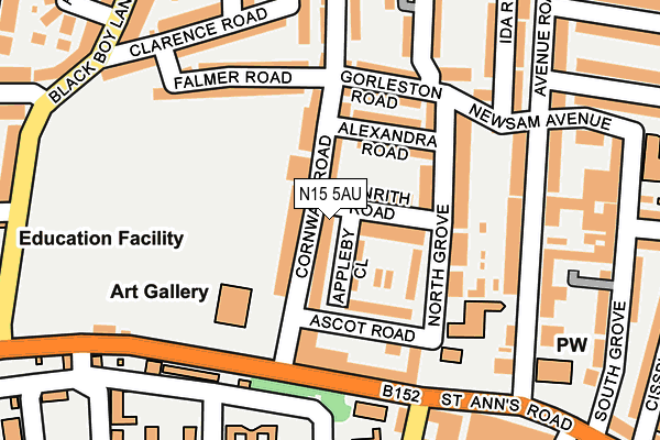 N15 5AU map - OS OpenMap – Local (Ordnance Survey)