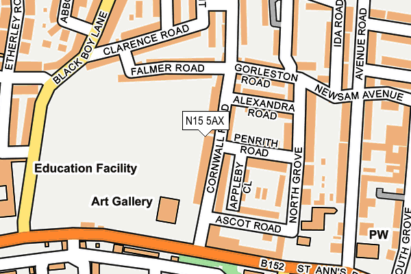 N15 5AX map - OS OpenMap – Local (Ordnance Survey)