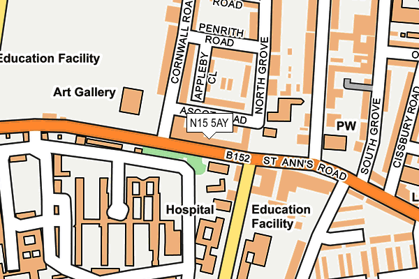 N15 5AY map - OS OpenMap – Local (Ordnance Survey)