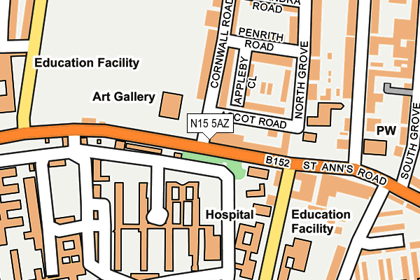 N15 5AZ map - OS OpenMap – Local (Ordnance Survey)