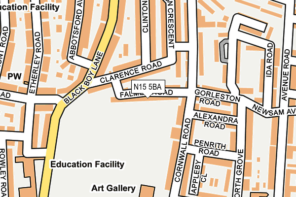 N15 5BA map - OS OpenMap – Local (Ordnance Survey)