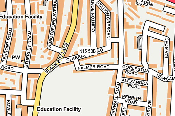 N15 5BB map - OS OpenMap – Local (Ordnance Survey)