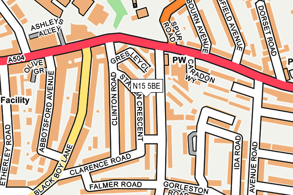 N15 5BE map - OS OpenMap – Local (Ordnance Survey)