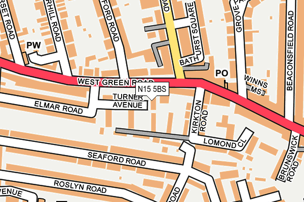 N15 5BS map - OS OpenMap – Local (Ordnance Survey)