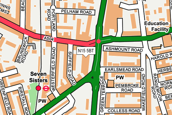 N15 5BT map - OS OpenMap – Local (Ordnance Survey)