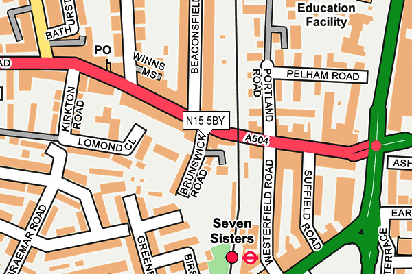 N15 5BY map - OS OpenMap – Local (Ordnance Survey)