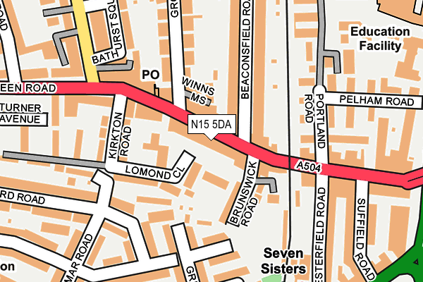 N15 5DA map - OS OpenMap – Local (Ordnance Survey)