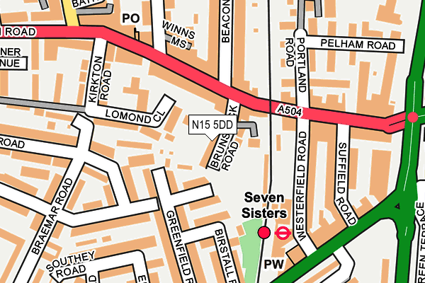 N15 5DD map - OS OpenMap – Local (Ordnance Survey)