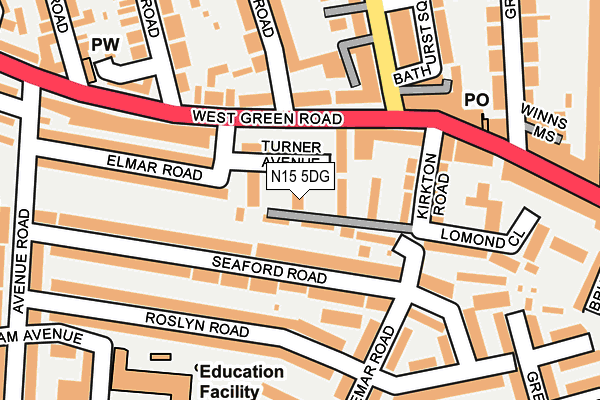 N15 5DG map - OS OpenMap – Local (Ordnance Survey)