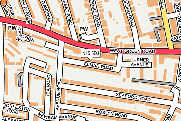 N15 5DJ map - OS OpenMap – Local (Ordnance Survey)