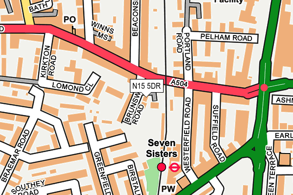 N15 5DR map - OS OpenMap – Local (Ordnance Survey)