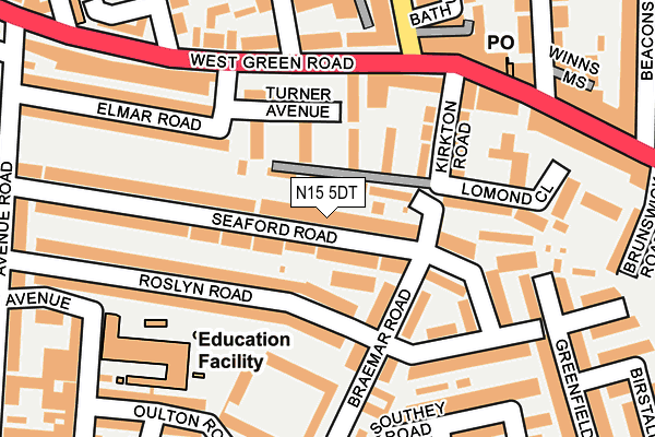 N15 5DT map - OS OpenMap – Local (Ordnance Survey)