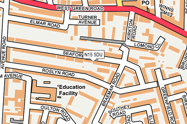 N15 5DU map - OS OpenMap – Local (Ordnance Survey)