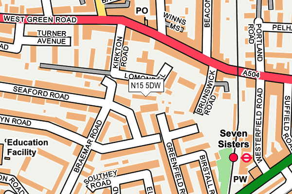 N15 5DW map - OS OpenMap – Local (Ordnance Survey)