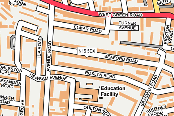 N15 5DX map - OS OpenMap – Local (Ordnance Survey)