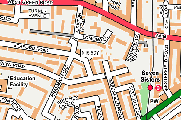 N15 5DY map - OS OpenMap – Local (Ordnance Survey)