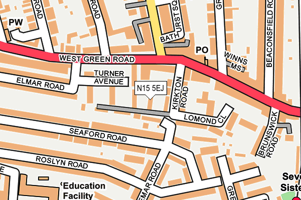 N15 5EJ map - OS OpenMap – Local (Ordnance Survey)