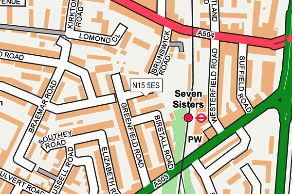 N15 5ES map - OS OpenMap – Local (Ordnance Survey)