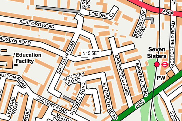 N15 5ET map - OS OpenMap – Local (Ordnance Survey)