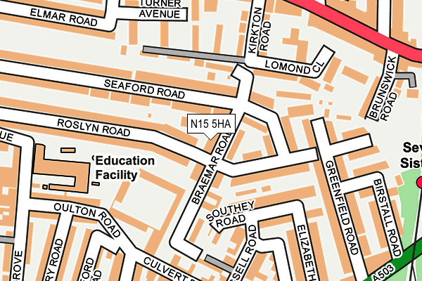 N15 5HA map - OS OpenMap – Local (Ordnance Survey)