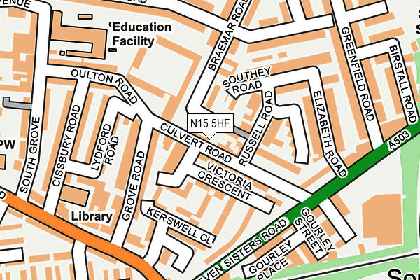 N15 5HF map - OS OpenMap – Local (Ordnance Survey)