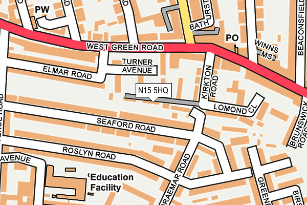 N15 5HQ map - OS OpenMap – Local (Ordnance Survey)