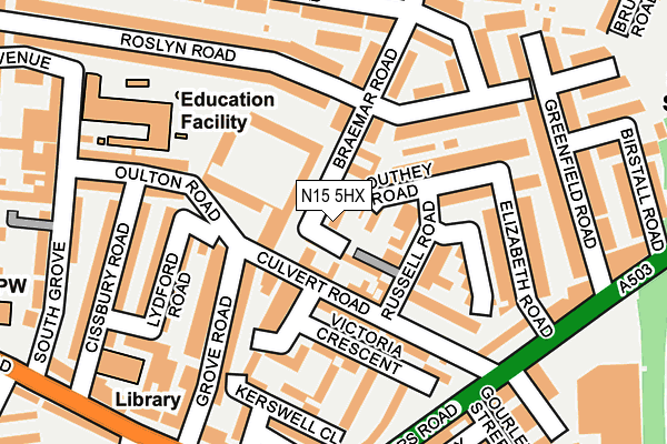 N15 5HX map - OS OpenMap – Local (Ordnance Survey)