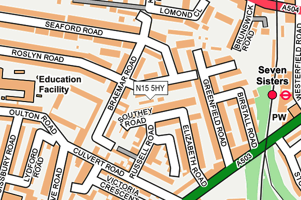 N15 5HY map - OS OpenMap – Local (Ordnance Survey)