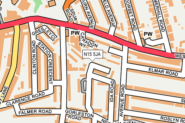 N15 5JA map - OS OpenMap – Local (Ordnance Survey)