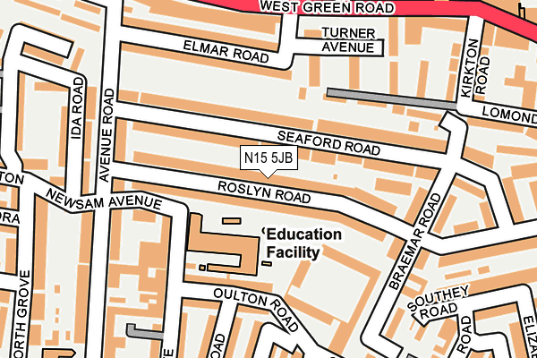 N15 5JB map - OS OpenMap – Local (Ordnance Survey)